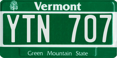 VT license plate YTN707