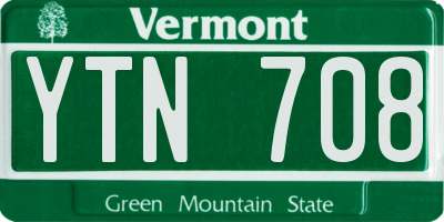 VT license plate YTN708