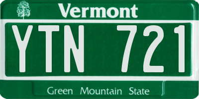 VT license plate YTN721