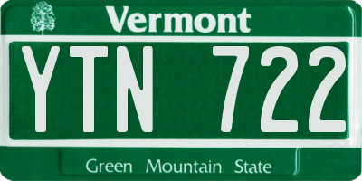 VT license plate YTN722