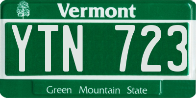 VT license plate YTN723