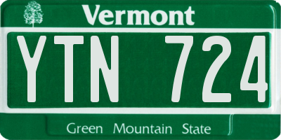 VT license plate YTN724
