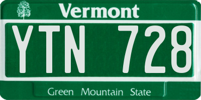 VT license plate YTN728