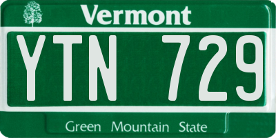 VT license plate YTN729