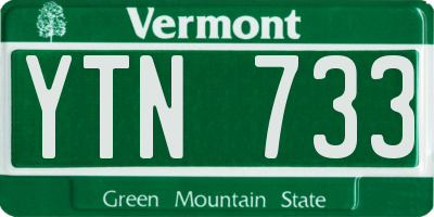 VT license plate YTN733