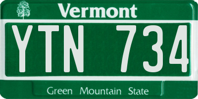 VT license plate YTN734