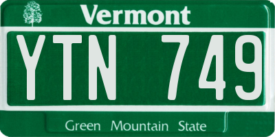 VT license plate YTN749