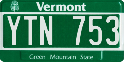 VT license plate YTN753