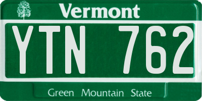 VT license plate YTN762