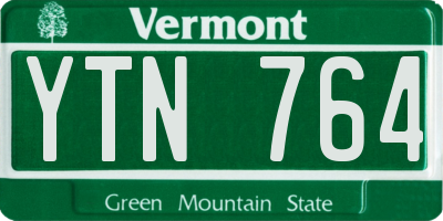 VT license plate YTN764