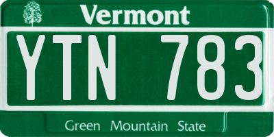 VT license plate YTN783