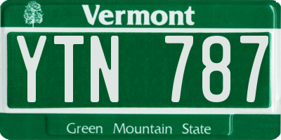 VT license plate YTN787