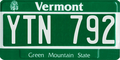 VT license plate YTN792