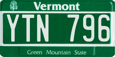 VT license plate YTN796