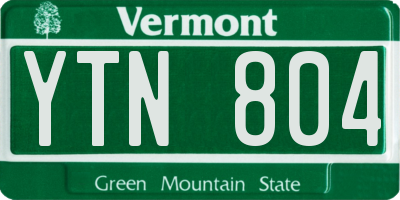 VT license plate YTN804