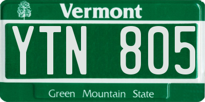 VT license plate YTN805