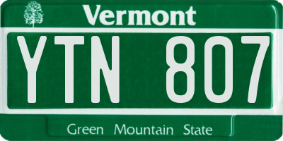 VT license plate YTN807