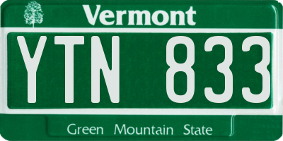 VT license plate YTN833