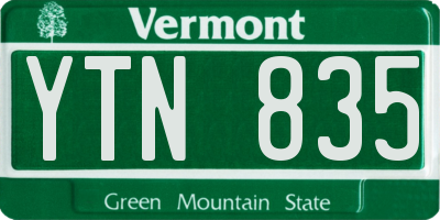 VT license plate YTN835