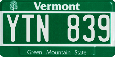 VT license plate YTN839
