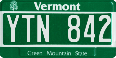 VT license plate YTN842