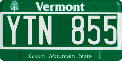VT license plate YTN855