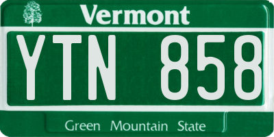 VT license plate YTN858