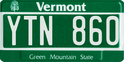 VT license plate YTN860