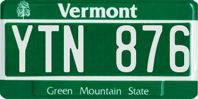 VT license plate YTN876