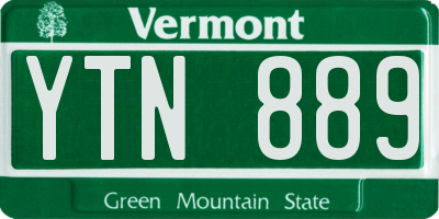 VT license plate YTN889