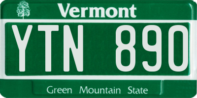 VT license plate YTN890