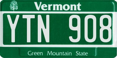 VT license plate YTN908