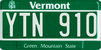 VT license plate YTN910