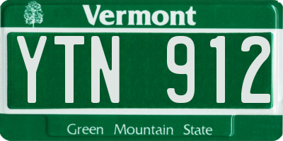VT license plate YTN912