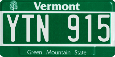 VT license plate YTN915
