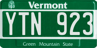 VT license plate YTN923
