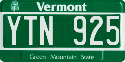 VT license plate YTN925