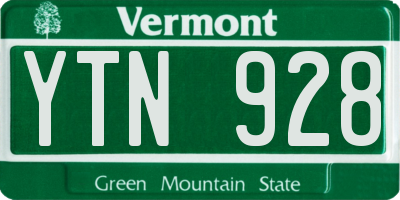 VT license plate YTN928