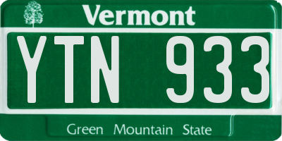 VT license plate YTN933