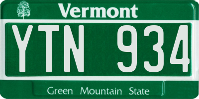 VT license plate YTN934