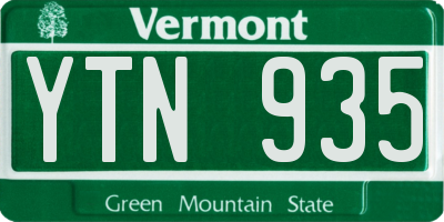 VT license plate YTN935