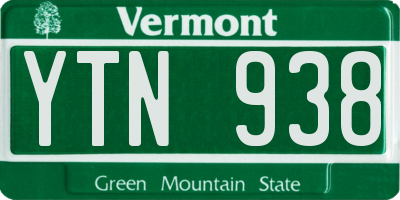 VT license plate YTN938