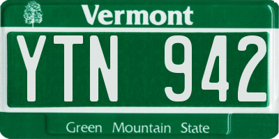 VT license plate YTN942