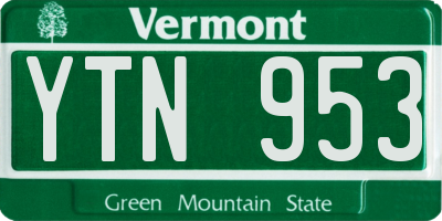 VT license plate YTN953