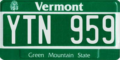 VT license plate YTN959