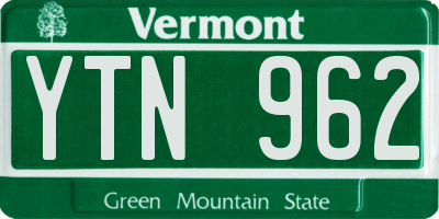 VT license plate YTN962
