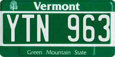 VT license plate YTN963