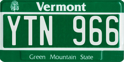 VT license plate YTN966