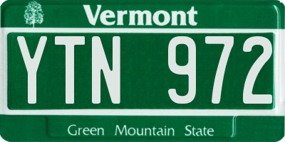 VT license plate YTN972