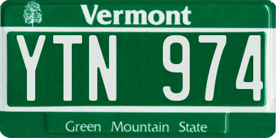 VT license plate YTN974